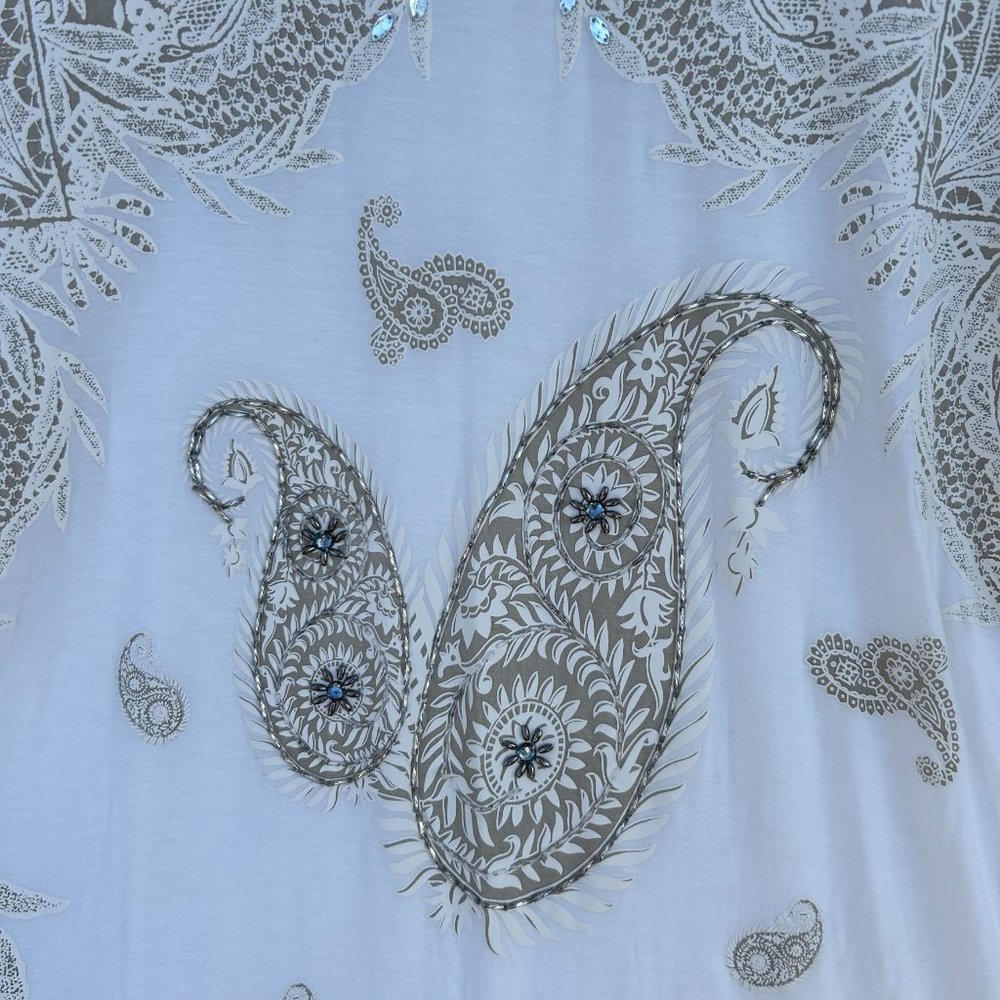 Tesoro Moda Paisley Embellished Tunic‎ Dress Bohemian Style Size M - Picture 2 of 6